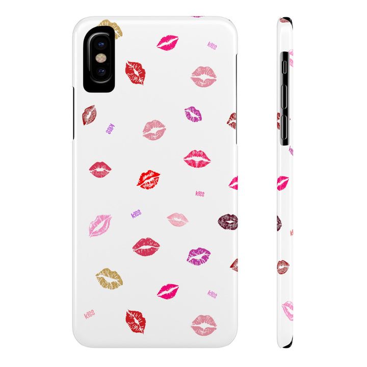 Kissing Lips - White - iPhone - Slim Phone Cases