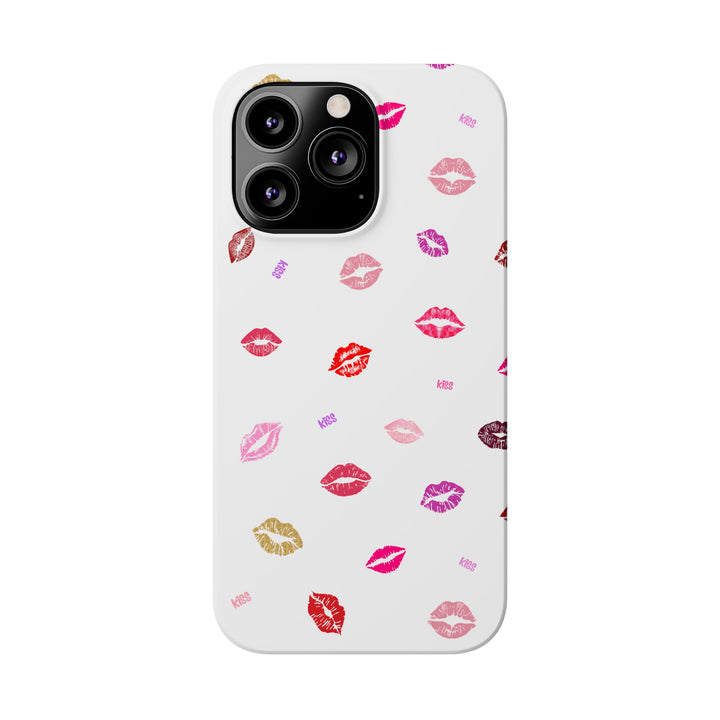 Kissing Lips - White - iPhone - Slim Phone Cases