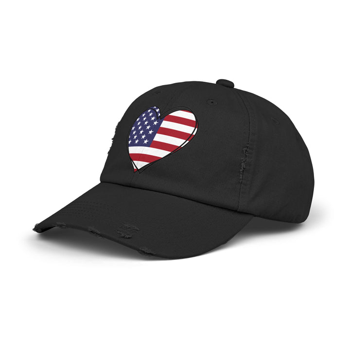 Patriotic Heart - Distressed Ball Cap