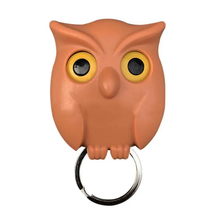 Night Owl Magnetic Wall Key Holder with Eye-Opening Feature - Black, White, Brown