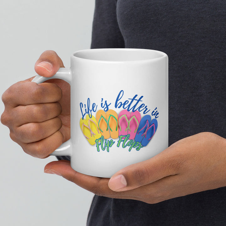 White glossy mug | Life is Better in Flip Flops